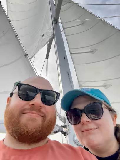 Haley and Brian aboard the schooner Woodwind II in Annapolis, Maryland